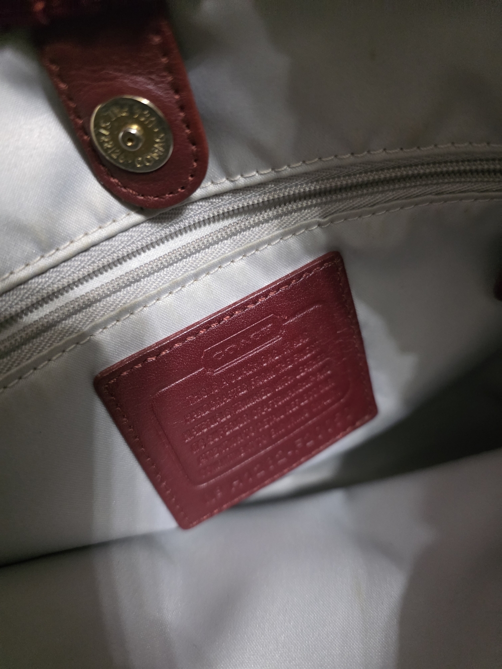 Coach Burgundy Pleated Tote Bag - Picture 4 of 5